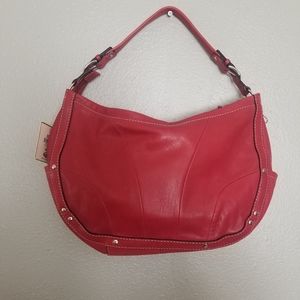 NWT genuine leather red Coventry hobo Fossil bag